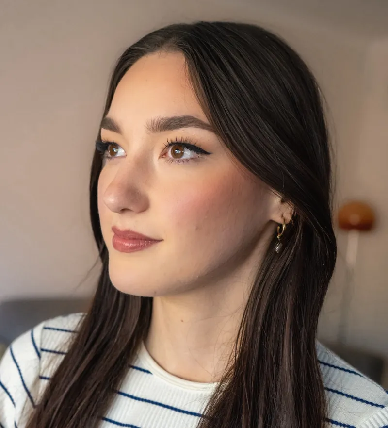 Side profile natural glam makeup